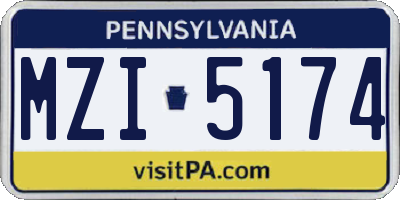 PA license plate MZI5174
