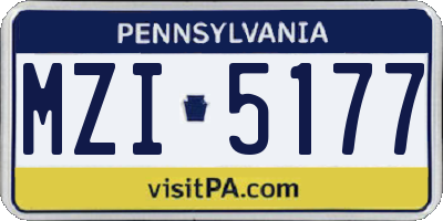 PA license plate MZI5177