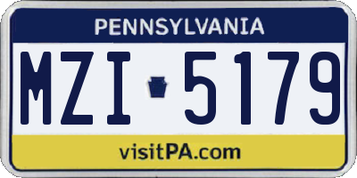 PA license plate MZI5179