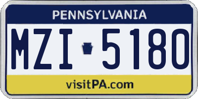 PA license plate MZI5180