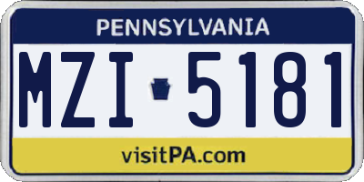 PA license plate MZI5181