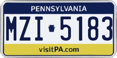 PA license plate MZI5183