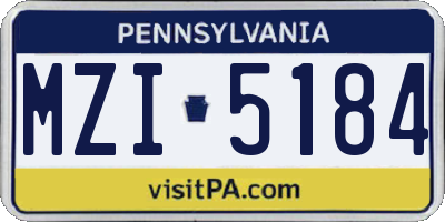 PA license plate MZI5184
