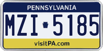 PA license plate MZI5185