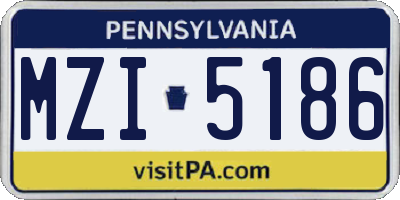 PA license plate MZI5186