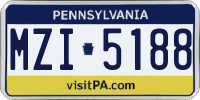 PA license plate MZI5188
