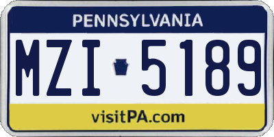 PA license plate MZI5189
