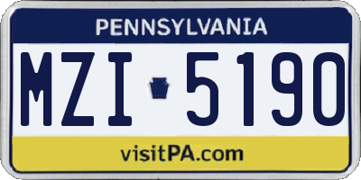 PA license plate MZI5190