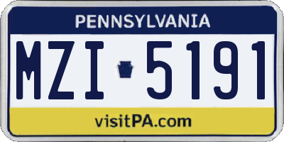PA license plate MZI5191