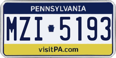 PA license plate MZI5193