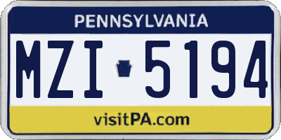 PA license plate MZI5194