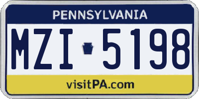 PA license plate MZI5198