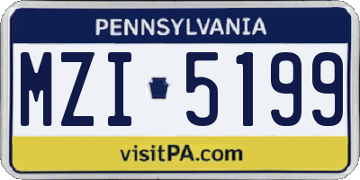 PA license plate MZI5199