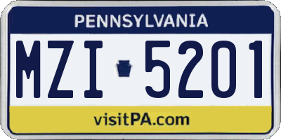 PA license plate MZI5201