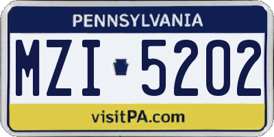 PA license plate MZI5202