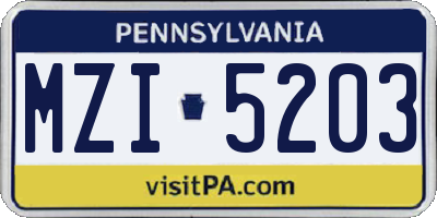 PA license plate MZI5203