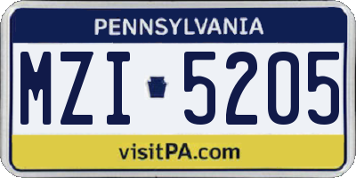 PA license plate MZI5205