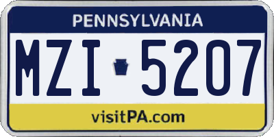 PA license plate MZI5207
