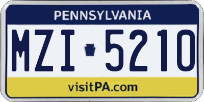 PA license plate MZI5210
