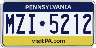 PA license plate MZI5212