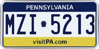 PA license plate MZI5213