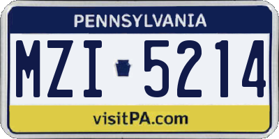 PA license plate MZI5214