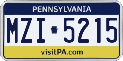 PA license plate MZI5215