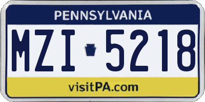 PA license plate MZI5218
