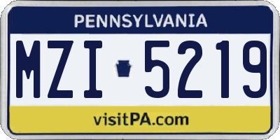 PA license plate MZI5219