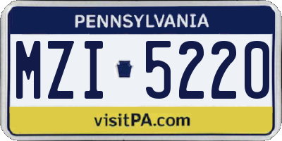PA license plate MZI5220