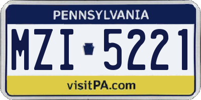 PA license plate MZI5221