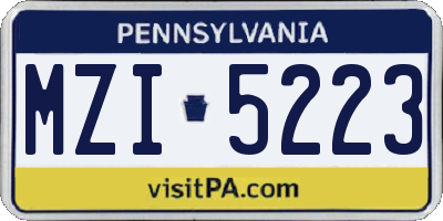 PA license plate MZI5223