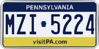 PA license plate MZI5224