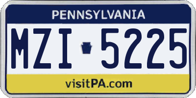 PA license plate MZI5225