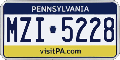 PA license plate MZI5228