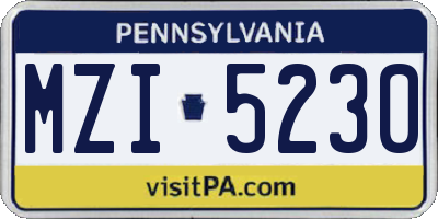 PA license plate MZI5230