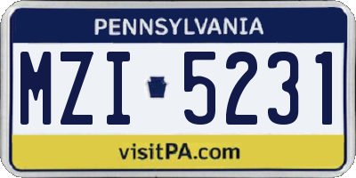 PA license plate MZI5231