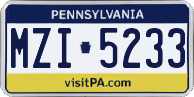 PA license plate MZI5233