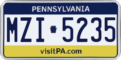 PA license plate MZI5235
