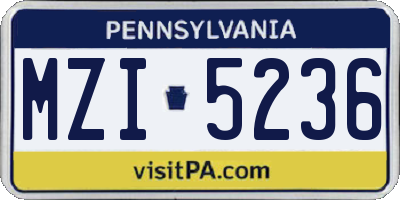 PA license plate MZI5236
