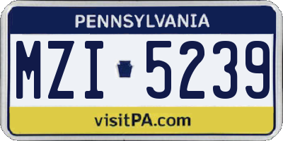 PA license plate MZI5239