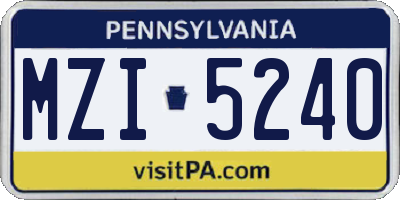 PA license plate MZI5240