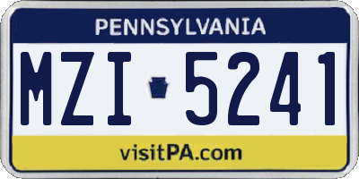 PA license plate MZI5241