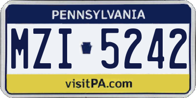 PA license plate MZI5242