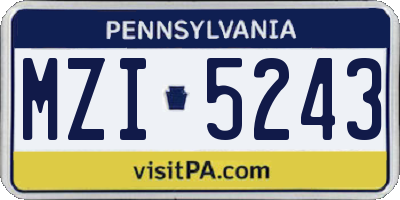 PA license plate MZI5243