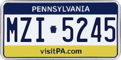 PA license plate MZI5245