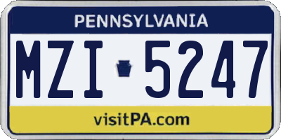 PA license plate MZI5247