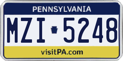 PA license plate MZI5248