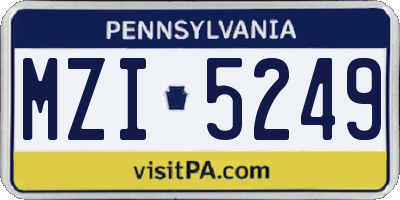 PA license plate MZI5249