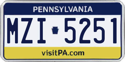 PA license plate MZI5251